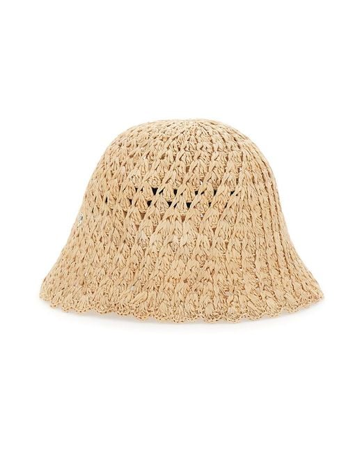 Helen Kaminski Natural Hat Rio Raffia Crochet Cloche With Design