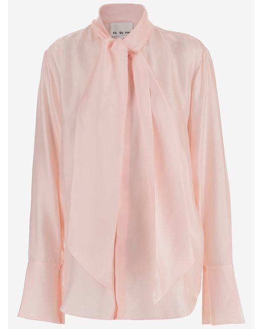 Sa Su Phi Pink Silk Shirt With Bow