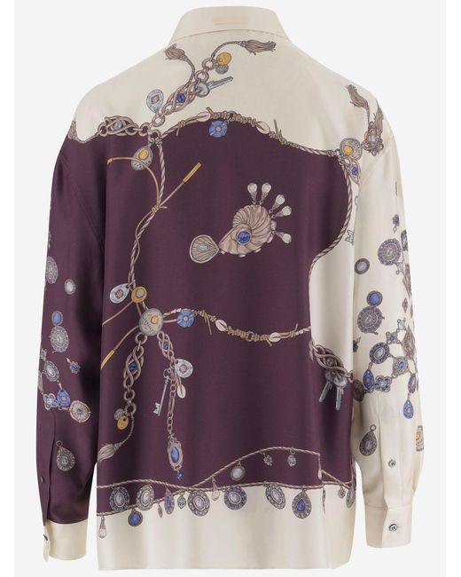Versace Purple Silk Shirt With Print