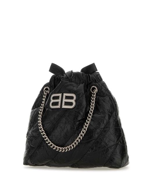 Balenciaga Black Leather Xs Crush Shoulder Bag