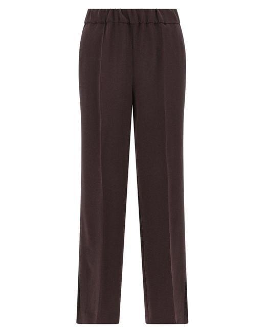 Alberto Biani Brown Elastic-Waist Cady Trousers