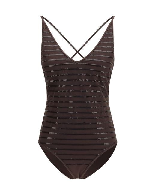 Brunello Cucinelli Black One-Piece Swimsuit Nylon Swimwear
