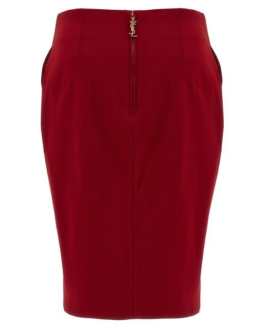 Saint Laurent Red Pencil Skirt