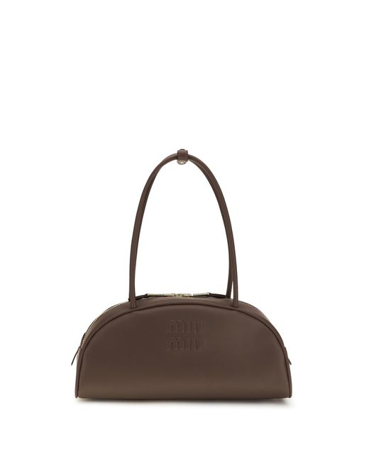 Miu Miu Brown Shoulder Bag Beau Calf Leather