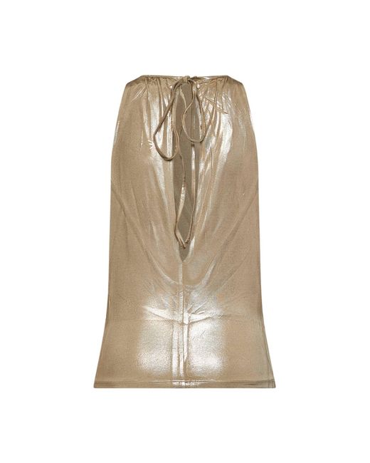 DIESEL Natural Metallic Stretch Jersey T-Dyvyny Top