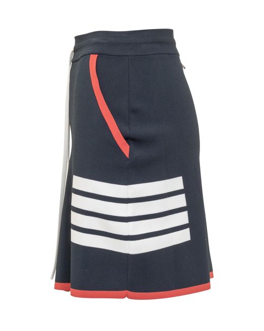 Thom Browne Blue Mini Pleated 4-bar Skirt
