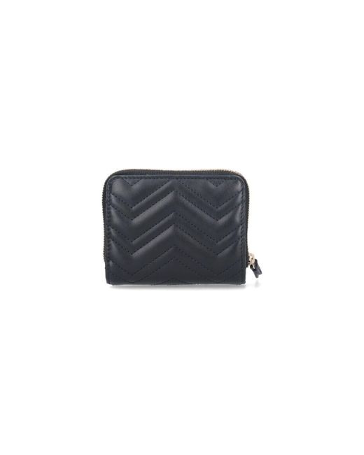 Gucci Mini Zip Wallet Gg Marmont in Black | Lyst