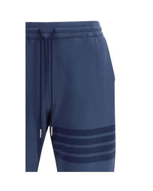 Thom Browne Blue Cotton Casual Pants for men