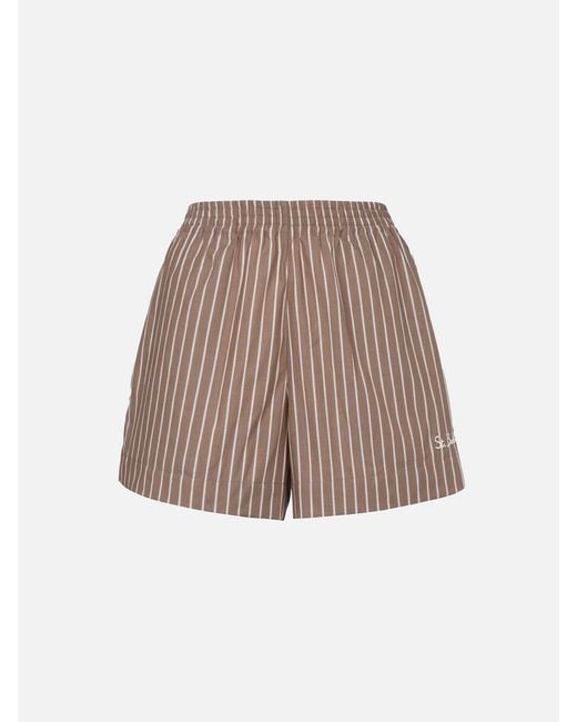 Mc2 Saint Barth Natural Meave Striped Cotton Shorts Pant