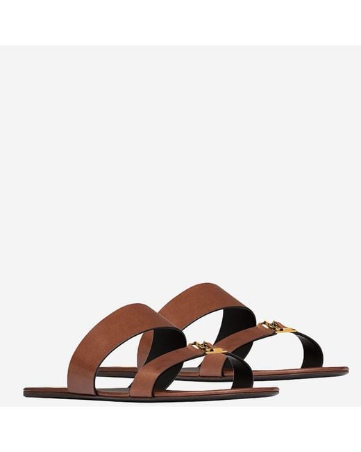 Saint Laurent Brown Leather Sandals Babylone