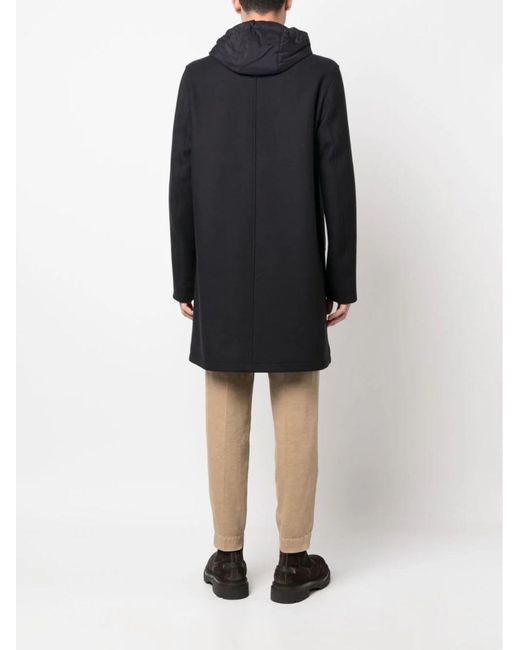 Herno Black Wool-blend Hooded Parka Coat for men
