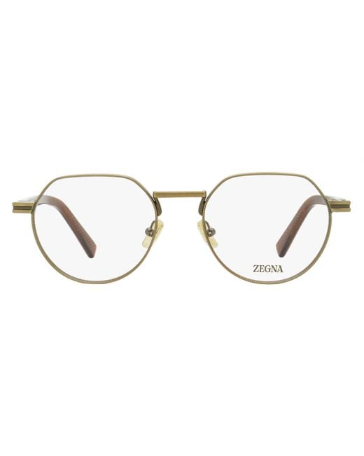 Zegna Black Rounded Geometric Eyeglasses Ez5286 038 Bronze- 51Mm Metal/Plastic (Acetate) for men