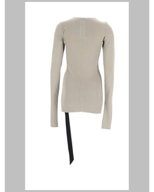 Rick Owens White Long-Sleeved Basic T-Shirt Cotton T-Shirts