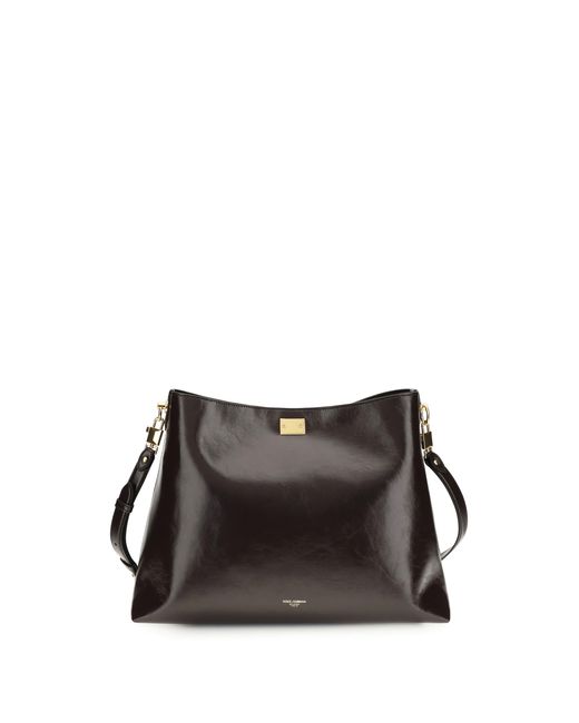 Dolce & Gabbana Black Large Vittoria Leather Shoulder Bag Calf Bos Taurus
