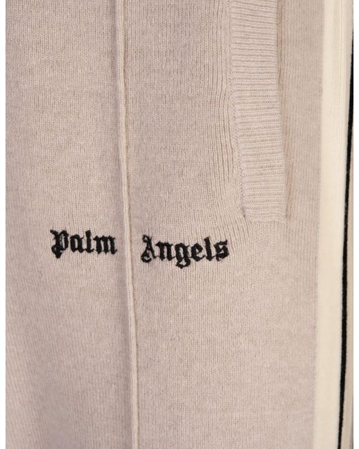 Palm Angels Natural Light Wool And Cashmere Track Trousers for men