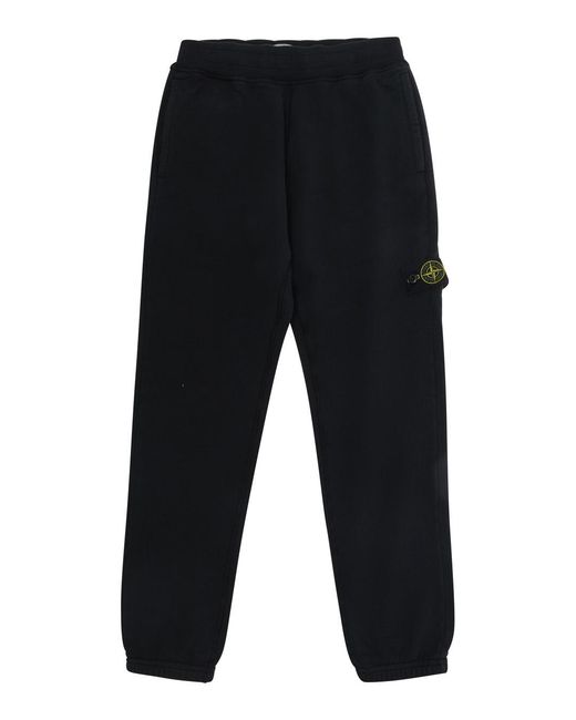 Stone Island Black Sweatpants With Nylon Patch — Trousers for men