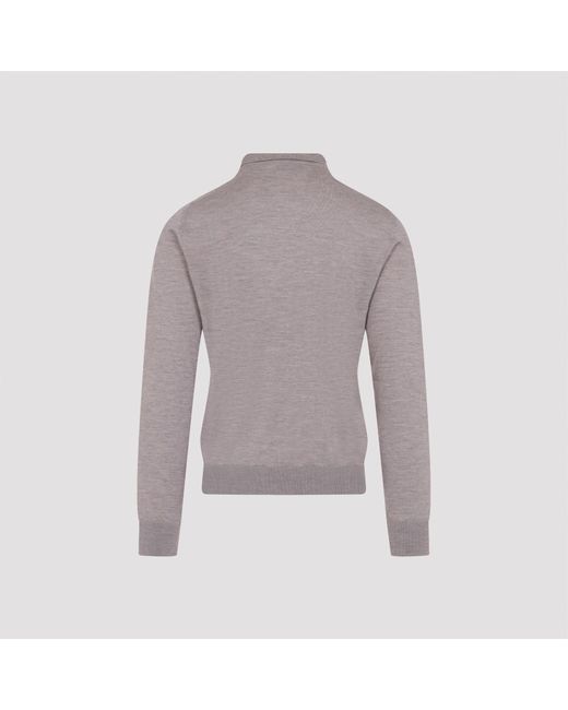 Brioni Gray Long Sleeves Polo for men