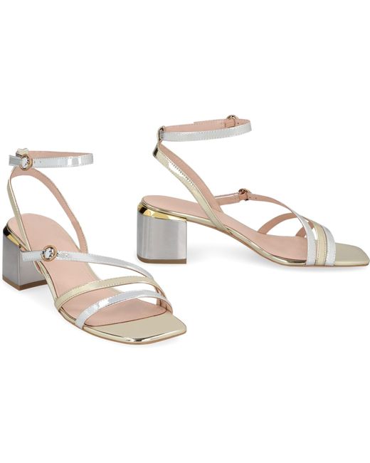 Pinko White Patent Leather Sandals