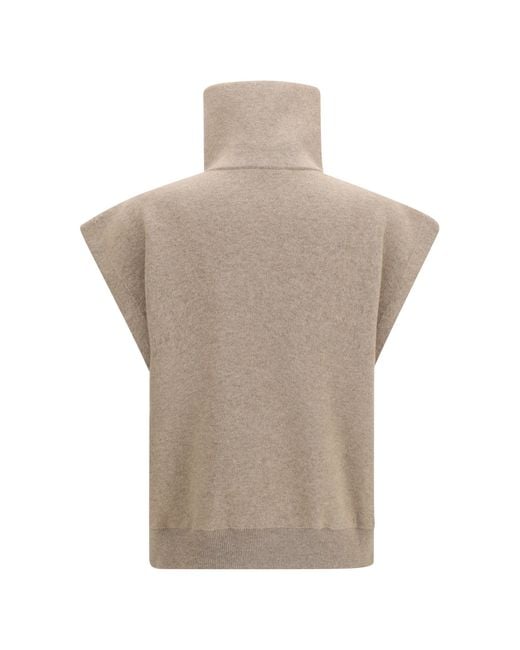 Brunello Cucinelli Brown High-Neck Zip Cardigan