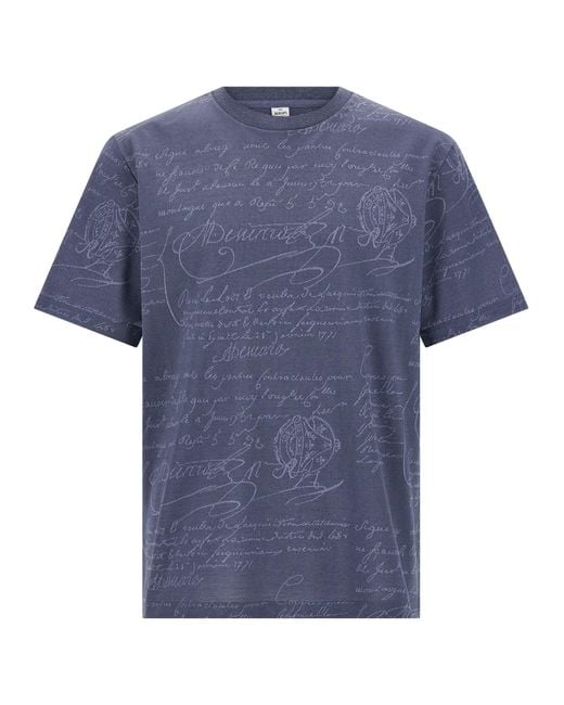 Berluti Blue Scritto T-Shirt for men