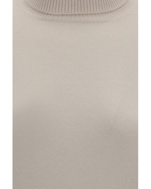 Brunello Cucinelli White Cashmere Turtleneck Sweater Kashmir/Capra Hircus