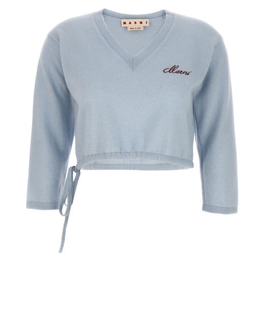 Marni Blue Logo Embroidery Sweater Sweater, Cardigans