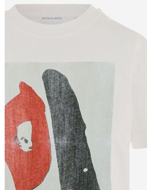 Bottega Veneta White Cotton T-Shirt With Print T-Shirts for men