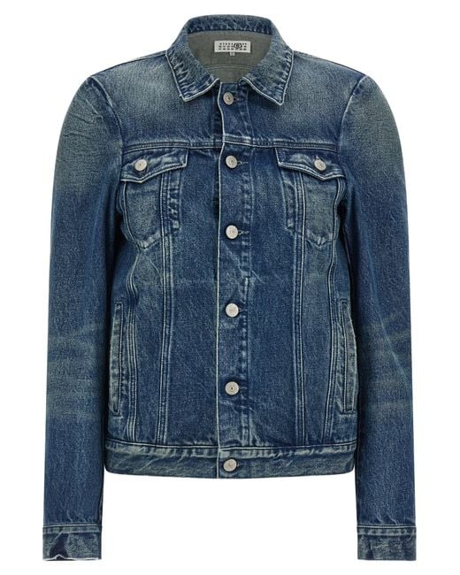 MM6 by Maison Margiela Blue Numeric Signature Mm6 Jacket Cotton Down Jacket, Parka, Casual