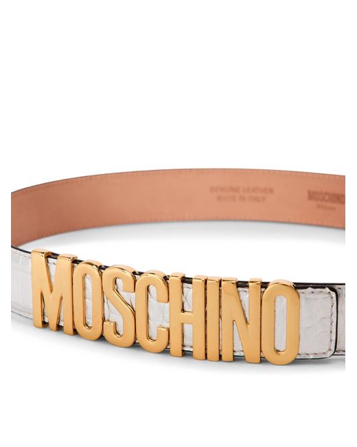 Moschino White Logo Lettering Buckle Belt Accessories