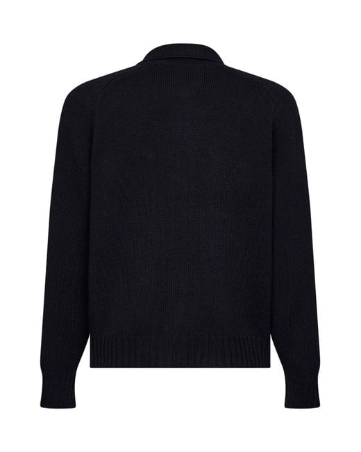 D 40 Blue Virgin Wool Knit Jacket for men