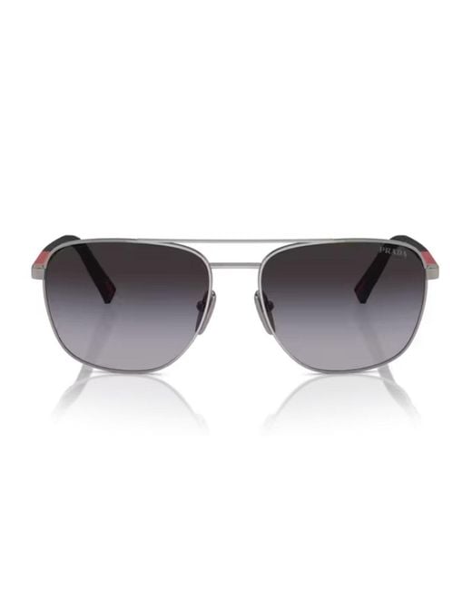 Prada Linea Rossa Gray Ps 54Zs Metallo/Gommato Sunglasses for men