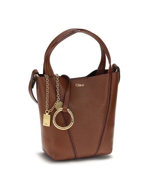 Chloé Brown Spin Shoulder Bag Calf Leather Bos Taurus
