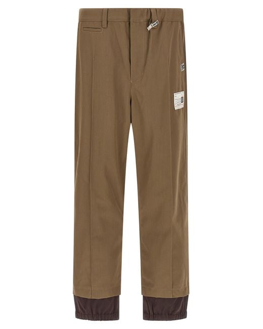 Maison Mihara Yasuhiro Natural 'Mix Layered Wool Gabardine' Pants for men