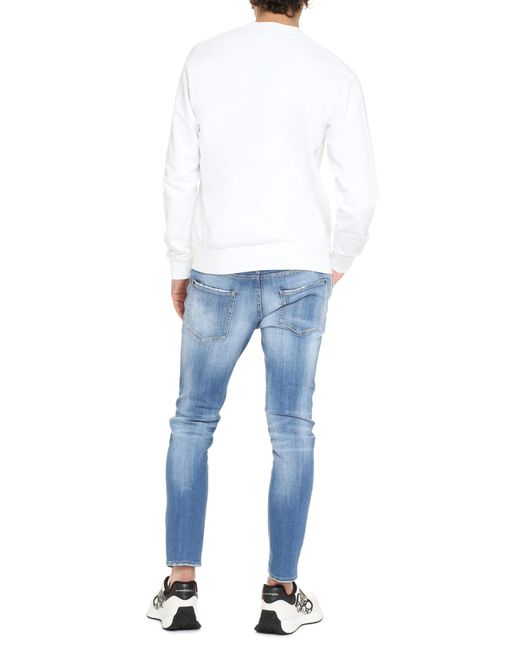 DSquared² White Cotton Sweatshirt Crew Neck Sweatshirts for men