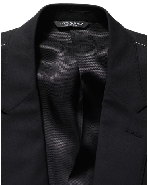 Dolce & Gabbana Black Wool Single Breasted Blazer Jacket Virgin Elastane Clothing for men