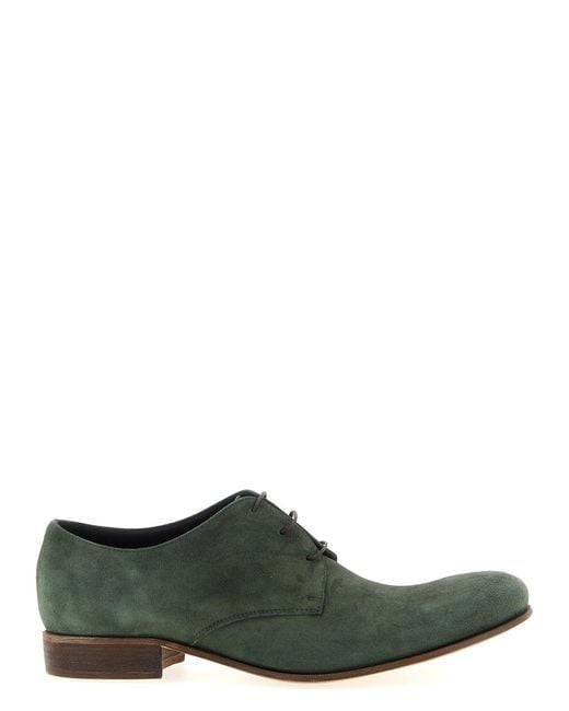 Julianne Green Suede Lace-Up Oxford — Sage
