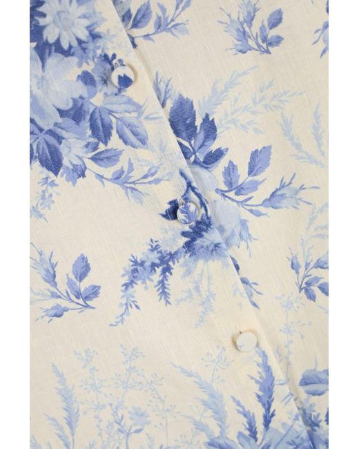 Twin Set Blue Floral Print Linen Blend Shirt