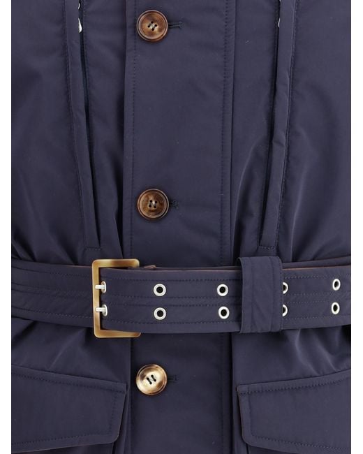Brunello Cucinelli Blue Membraned Nylon Saharan Jacket for men