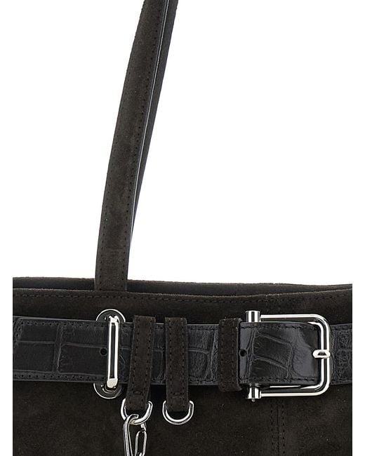 OSOI Black Brocle Shoulder Bag With Belt And Pendant Key Details