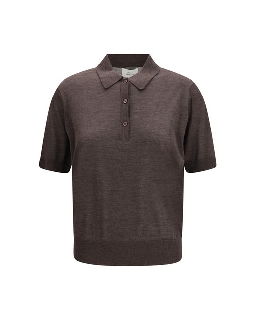Loulou de Saison Gray Migo Ribbed Polo Kashmir/Capra Hircus Shirts