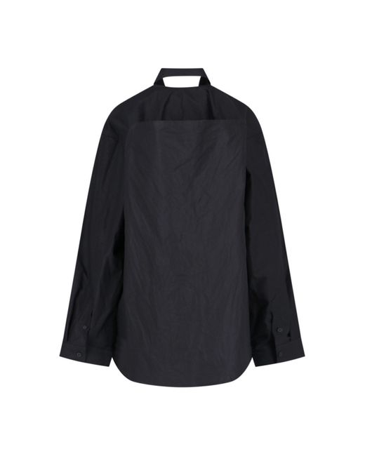 Balenciaga Black Cotton Mini Shirt Dress