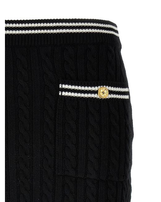 Alessandra Rich Black Braided Cotton Mini Skirt With Contrast Details