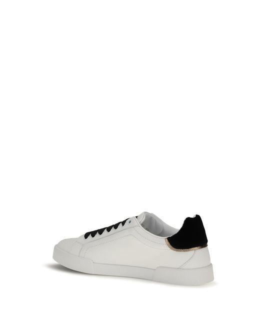 Dolce & Gabbana White Leather Sneakers With Logo