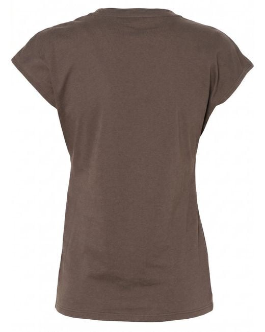 Tom Ford Brown Chocolate-Colored Cotton Jersey Crew Neck T-Shirt With Embroidered Tf Logo