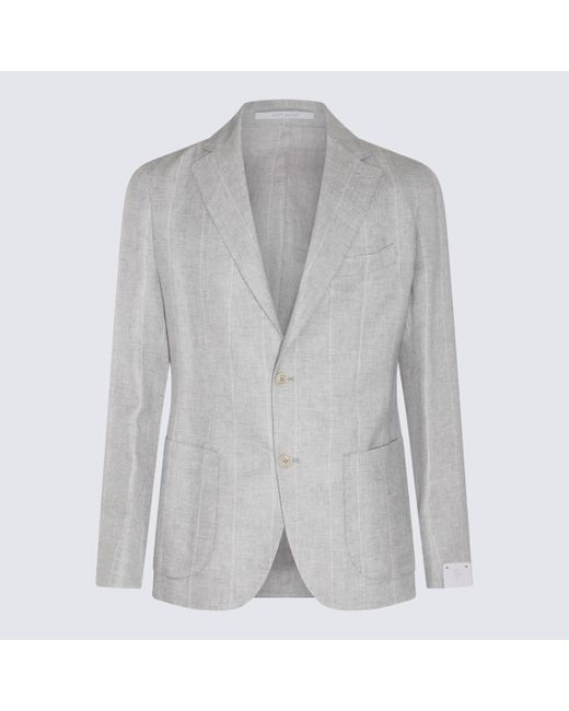 Eleventy Gray Linen And Wool Suits for men