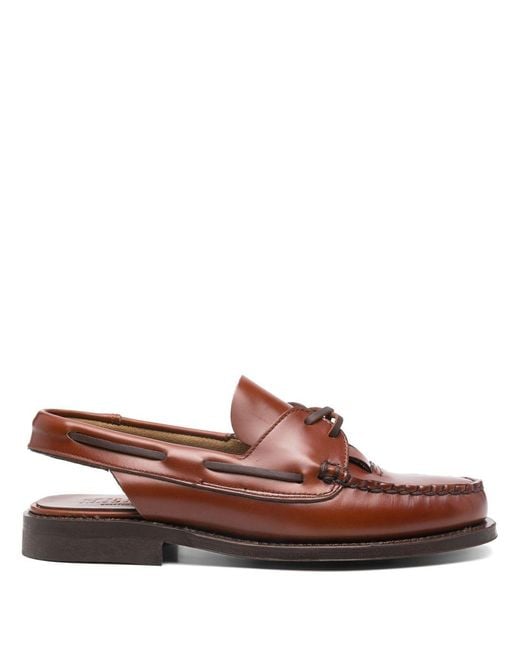 Hereu Brown Saler Leather Slingback Loafers