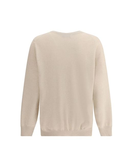 Brunello Cucinelli White Cashmere Sweater Kashmir/Capra Hircus for men