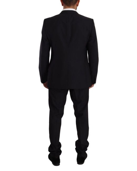 Dolce & Gabbana Black Elegant Slim Fit Wool Silk Two-Piece Suit for men