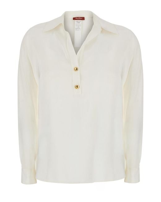 Max Mara White Shirt Mstaia Silk Blouses