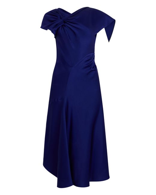 Victoria Beckham Blue Dress With Knot Detail Acetate